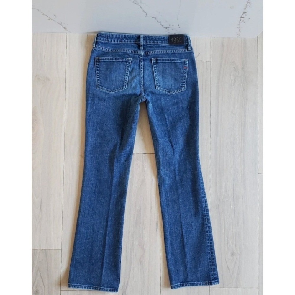 Gap 1969 Jeans Womens 6 Blue Boot Cut Hand Sanded‎ Rinse Stretch Y2K Denim